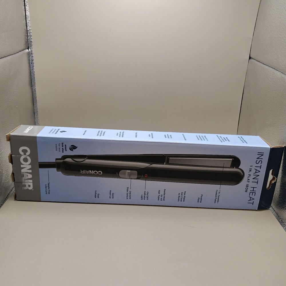 Conair Instant Heat Flat Iron 1" Ceramic Technology Dual Voltage